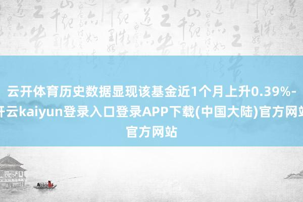 云开体育历史数据显现该基金近1个月上升0.39%-开云kaiyun登录入口登录APP下载(中国大陆)官方网站