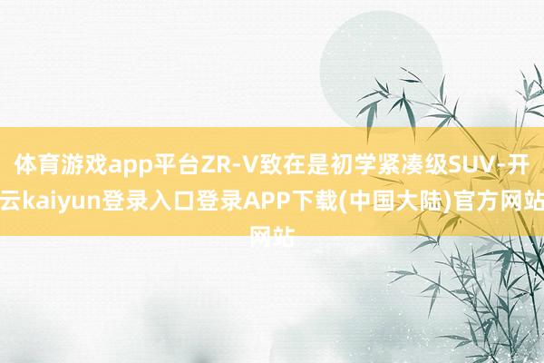 体育游戏app平台ZR-V致在是初学紧凑级SUV-开云kaiyun登录入口登录APP下载(中国大陆)官方网站